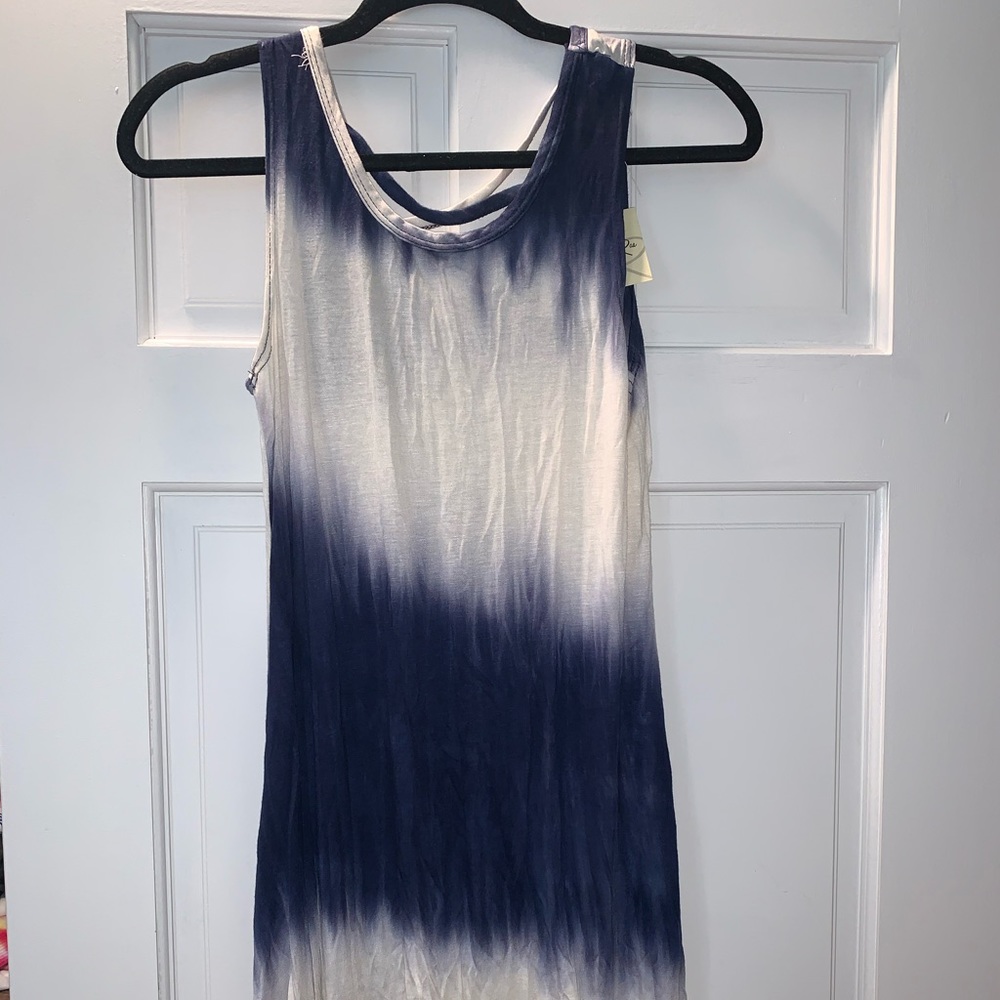 Navy and white tie dye dress